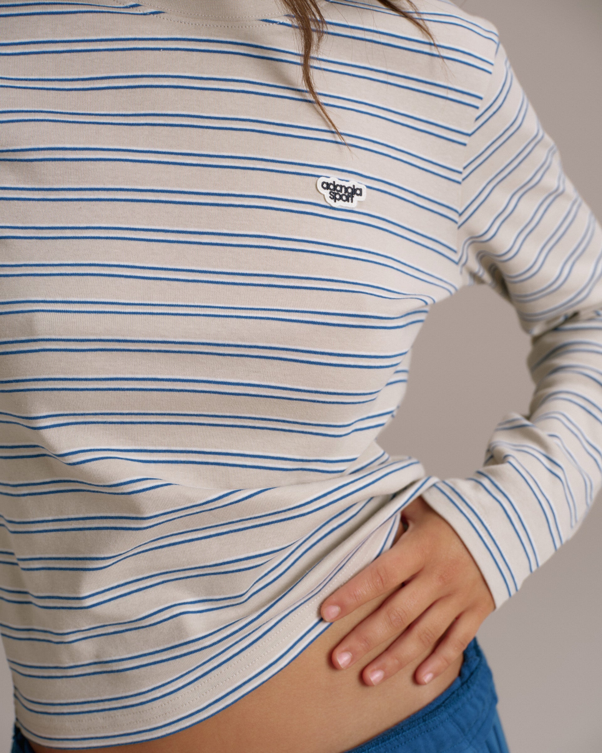 Rib Stripe Long Sleeve T-shirt - Marshmallow White
