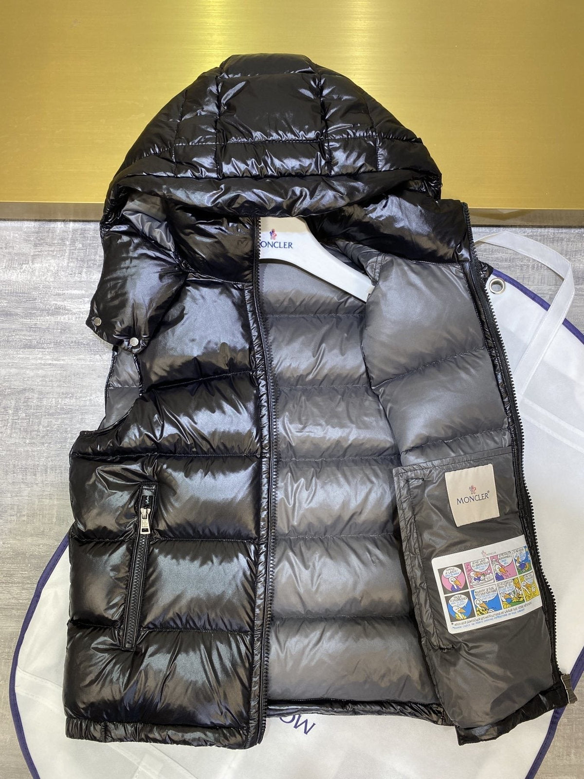 Moncler Hooded Glossy Puffer Down Vest