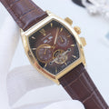 PATEK PHILIPPE Gold Brown Dial Leather Strap Watch