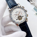 PATEK PHILIPPE Silver Blue White Dial Strap Watch